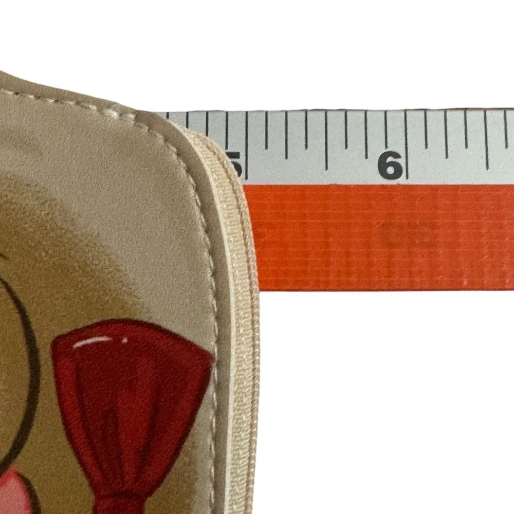 Molly & Rex Pug Dog Zippered Pouch Coin Purse Key Ring Tan Bow Tie NEW with FLAW
